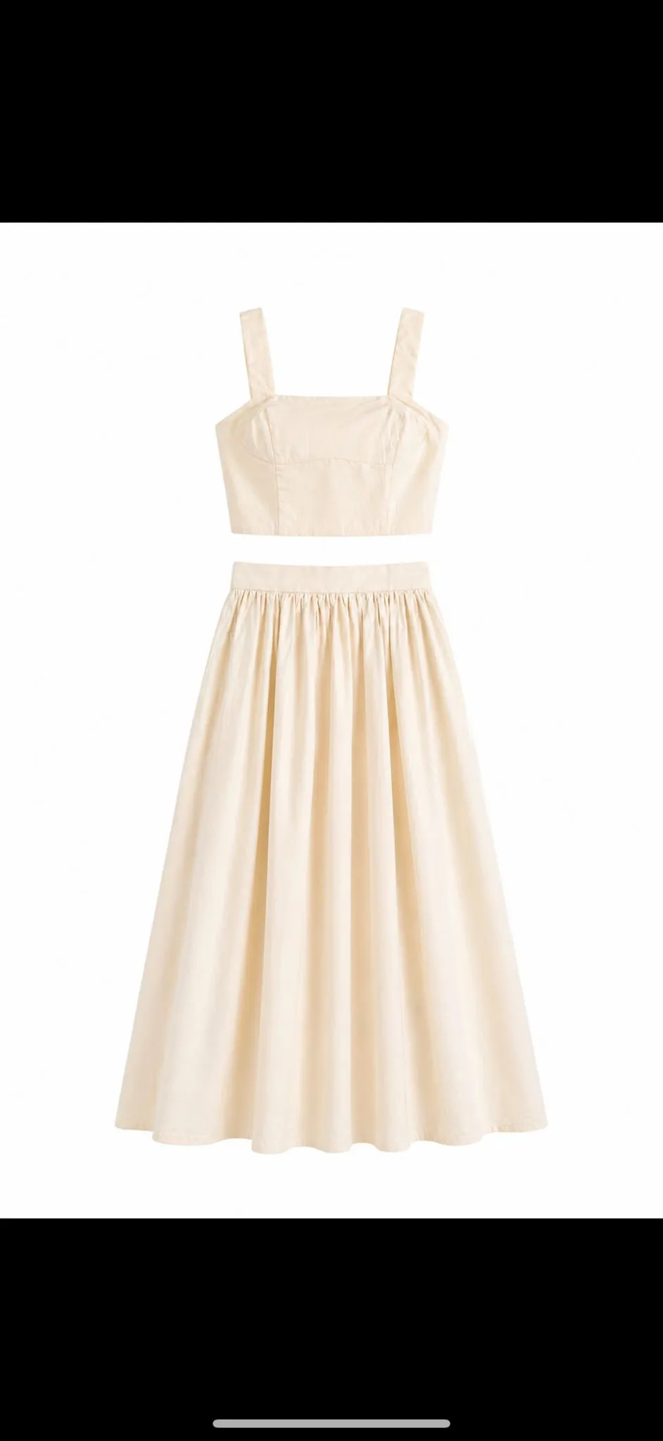 Cream Crop Top & Midi Skirt Set