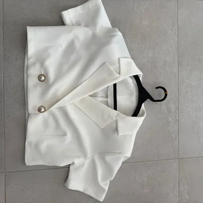 White Tailored Crop Jacket