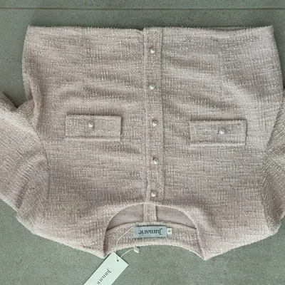 Rose Tweed Crop Top with Pearl Buttons