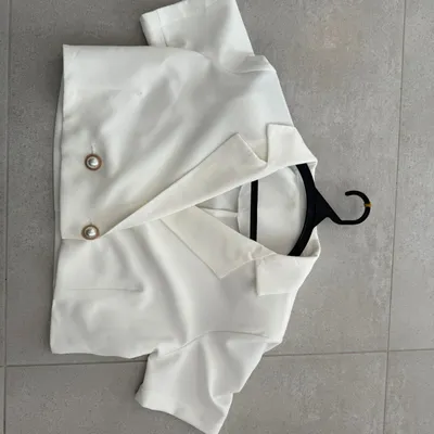 White Tailored Crop Jacket