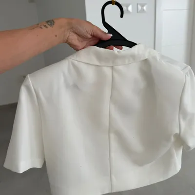 White Tailored Crop Jacket
