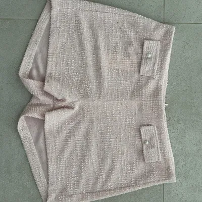 Rose Tweed Crop Top with Pearl Buttons