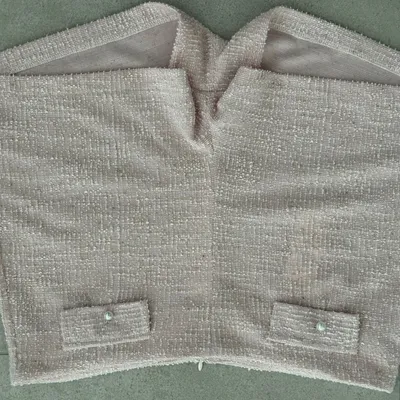Rose Tweed Crop Top with Pearl Buttons